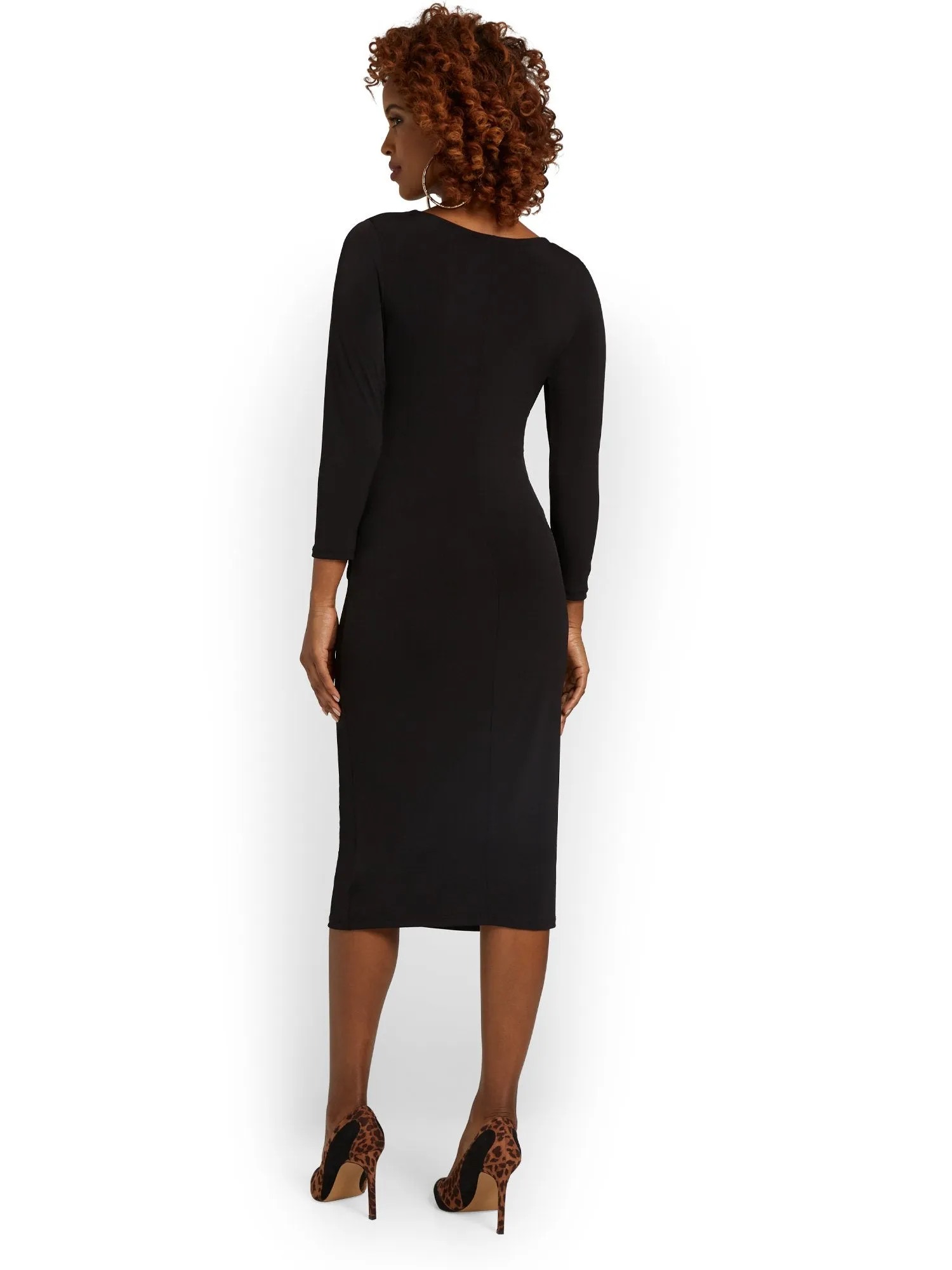 Maternity Ruched Knit Midi Dress