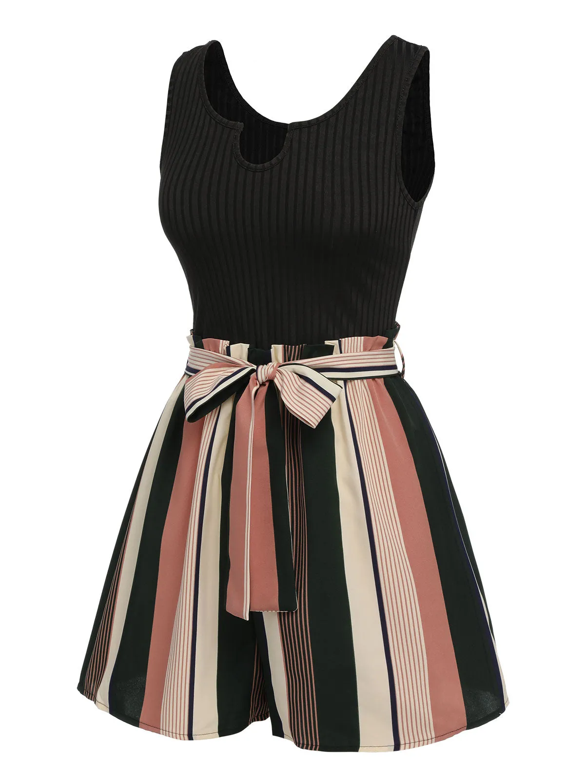 MATHILDA | KNITTED STRIPED PATCHWORK ROMPER