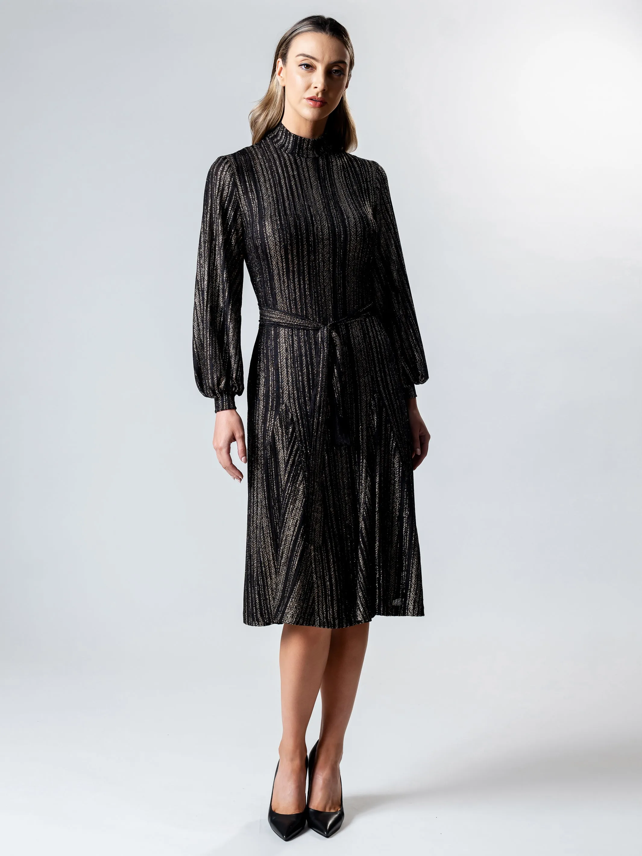 MIAMI Blouson Sleeve Godet Dress