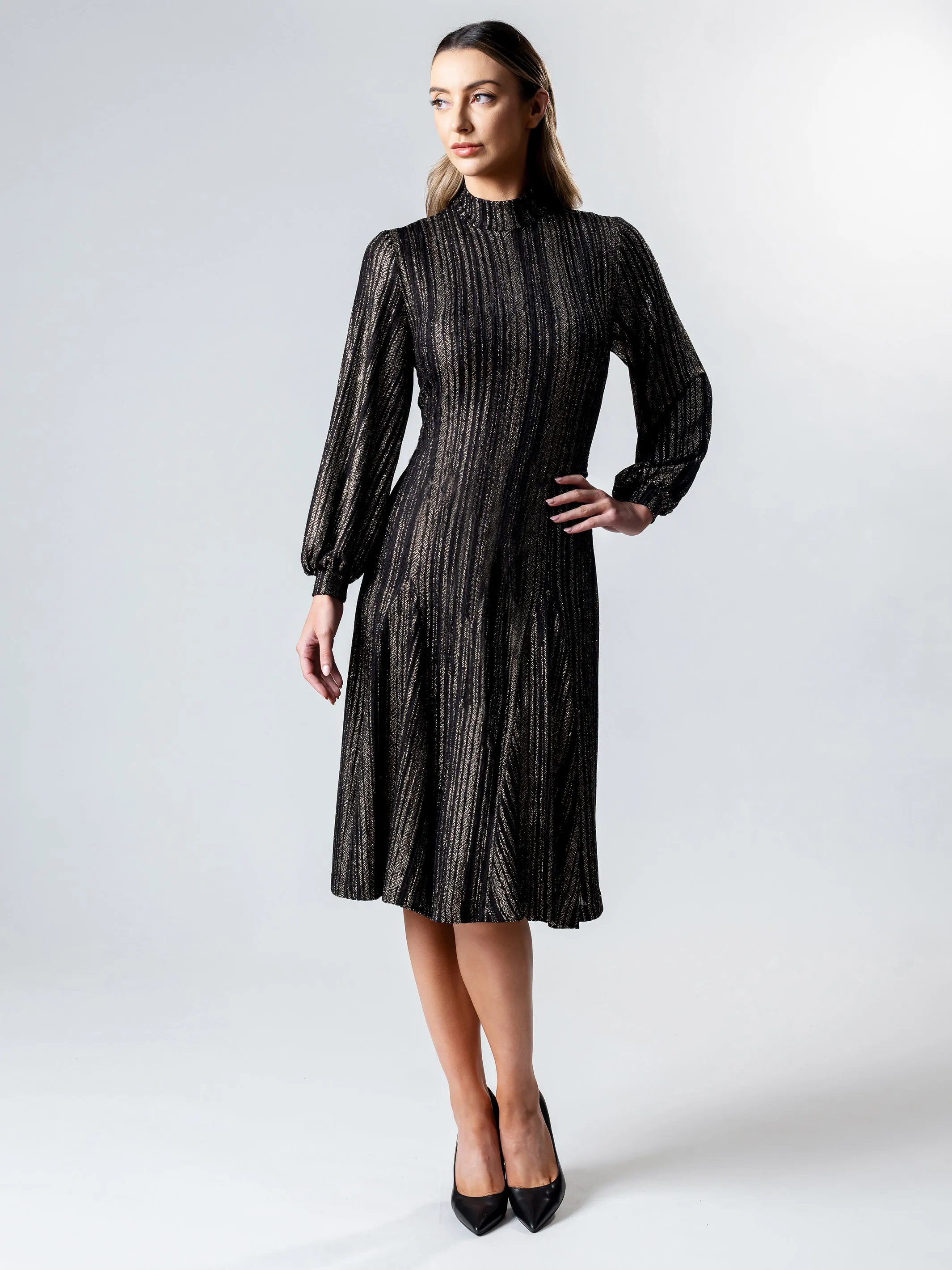MIAMI Blouson Sleeve Godet Dress