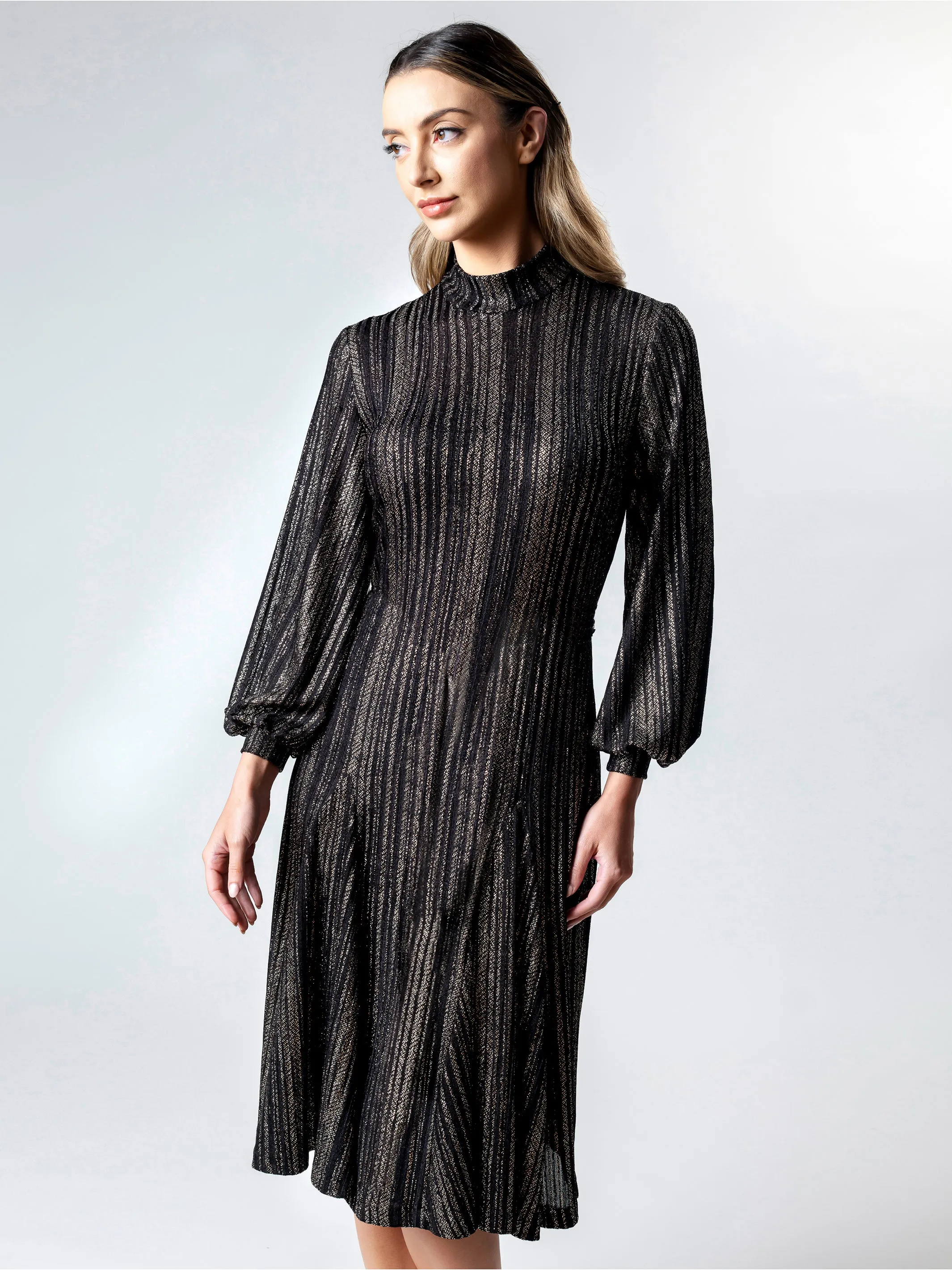 MIAMI Blouson Sleeve Godet Dress