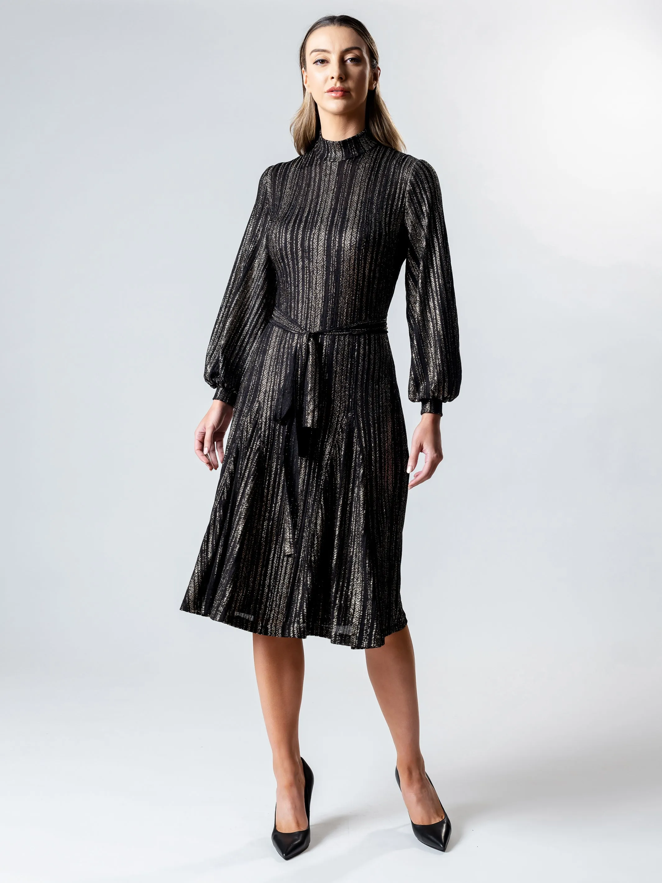 MIAMI Blouson Sleeve Godet Dress