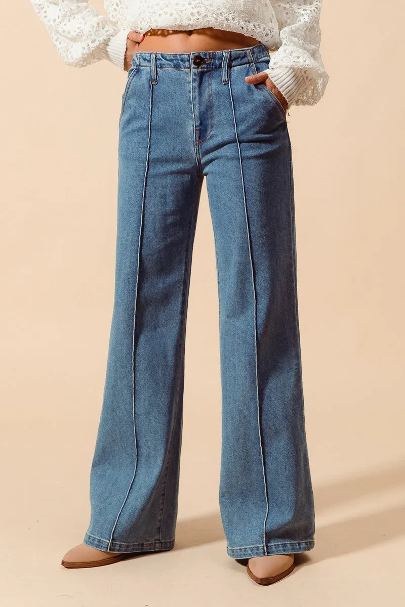 Mid Rise Straight Leg Jeans