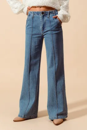 Mid Rise Straight Leg Jeans