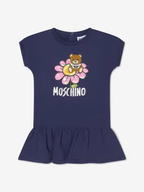 Moschino Baby Girls Teddy Flower Dress in Navy