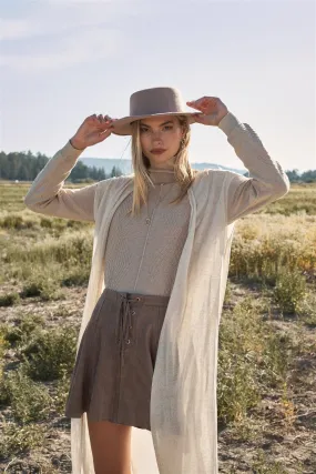 Mushroom Vegan Suede High-Waisted Mini Skirt