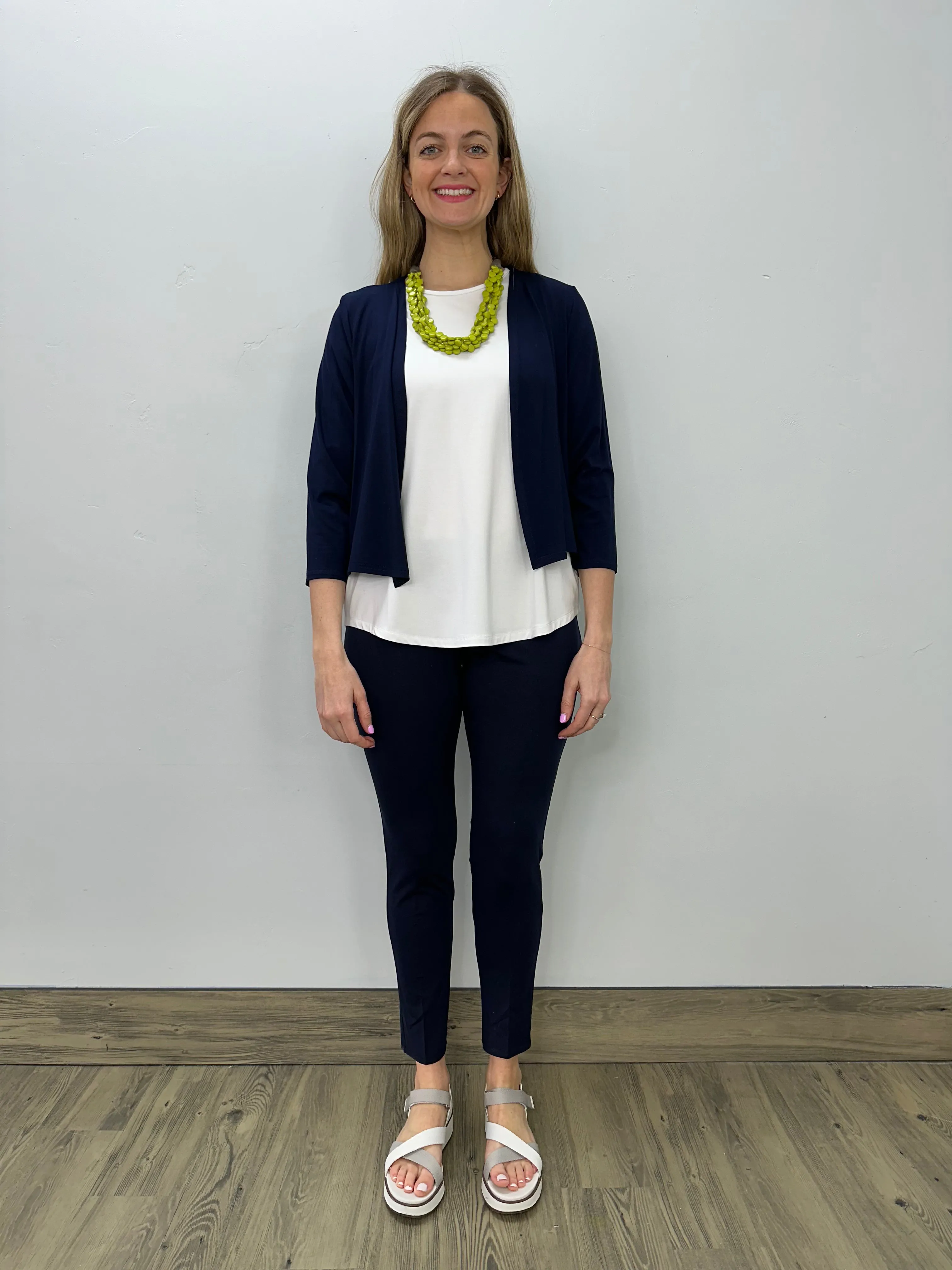 Navy 3/4 Sleeve Cover Up Cardigan