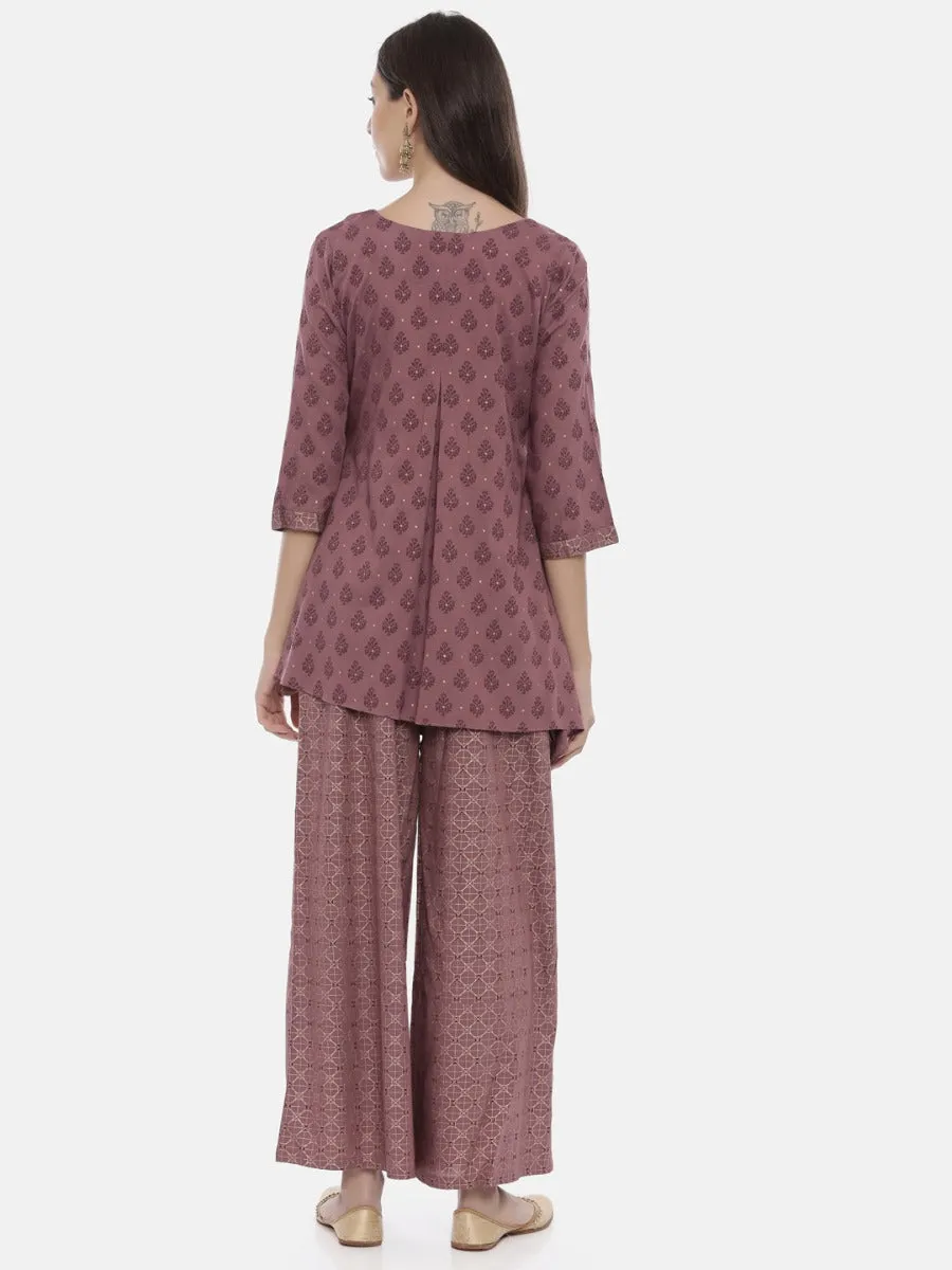 Neeru's Mauve Embellished Tunic & Palazzo Set