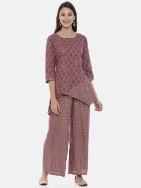Neeru's Mauve Embellished Tunic & Palazzo Set