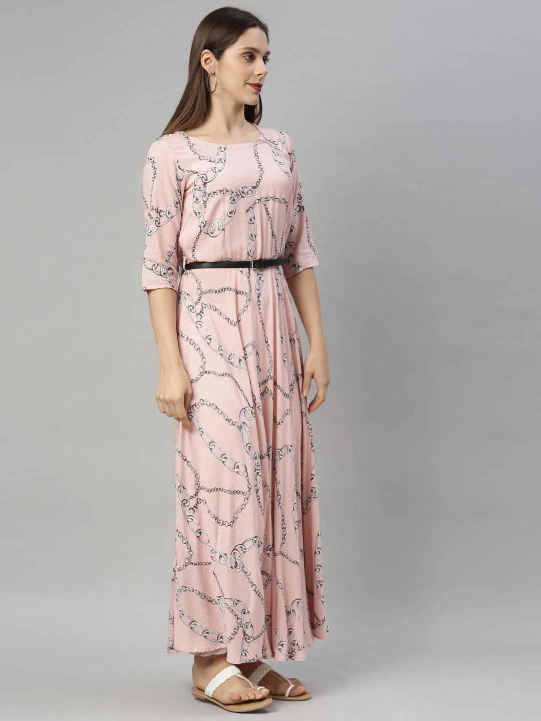 Neeru's Peach Color Rayon Fabric Tunic
