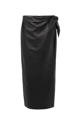Noha Faux Leather Wrap Maxi Skirt