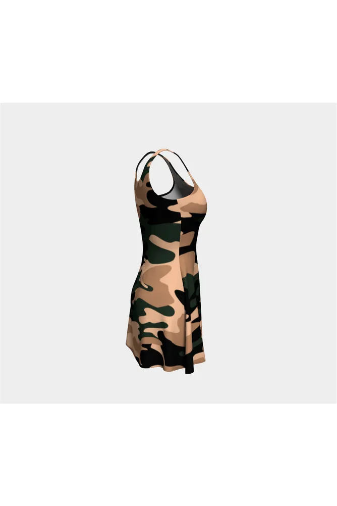 Nude Tone Camouflage Flare Dress