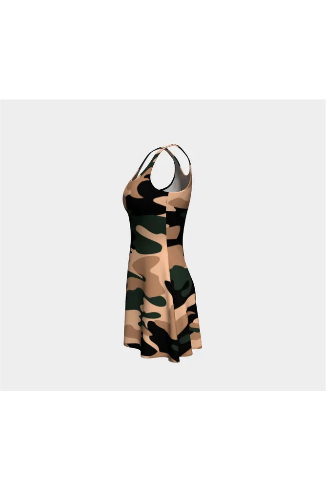 Nude Tone Camouflage Flare Dress