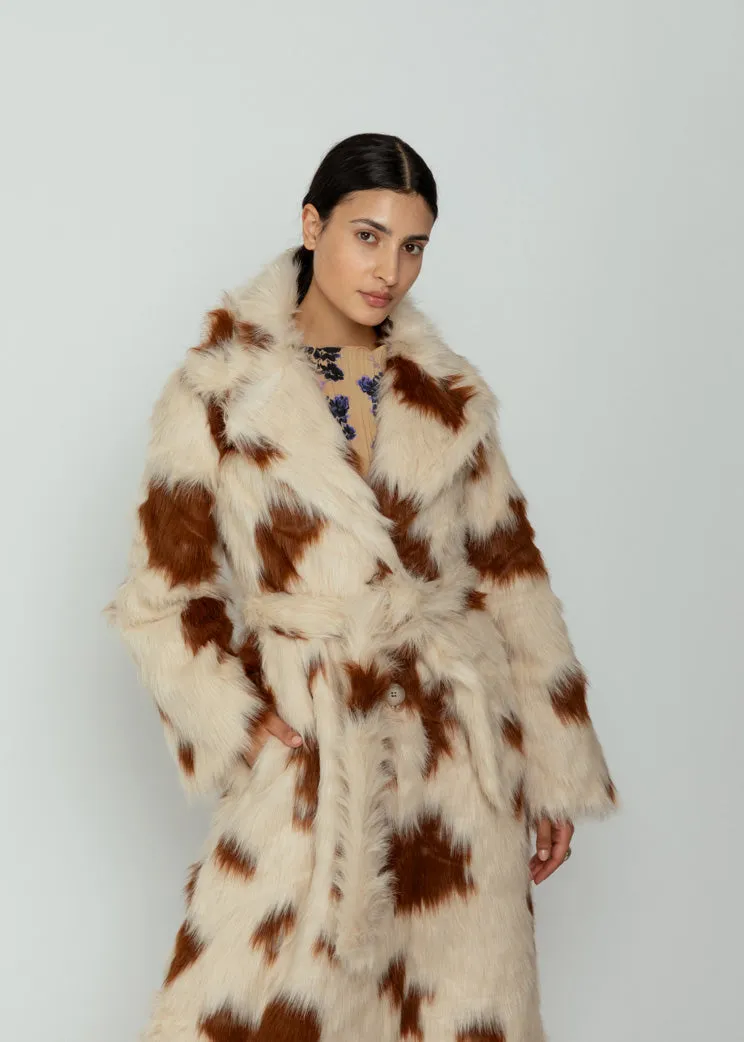 OOFWear Cow Print Eco Fur Long Coat