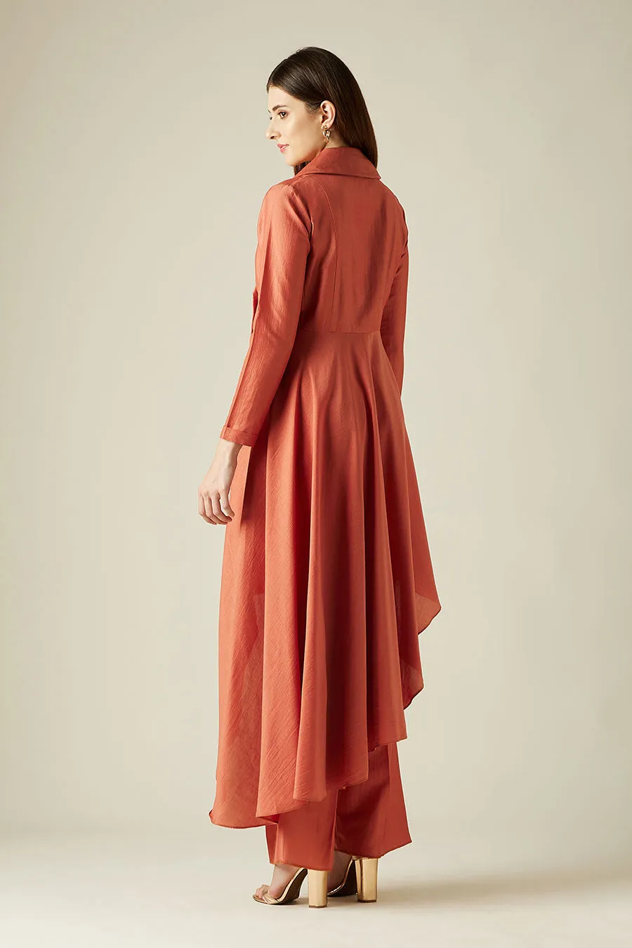 Orange Bloom Blazer Tunic & Pant Co-Ord Set