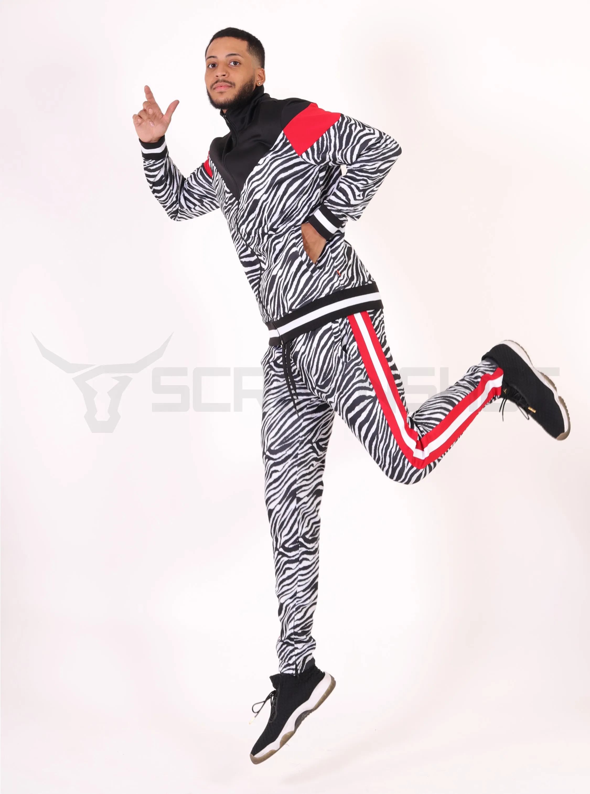 P11005-PRINT TRACK PANTS (BLACK/ZB)