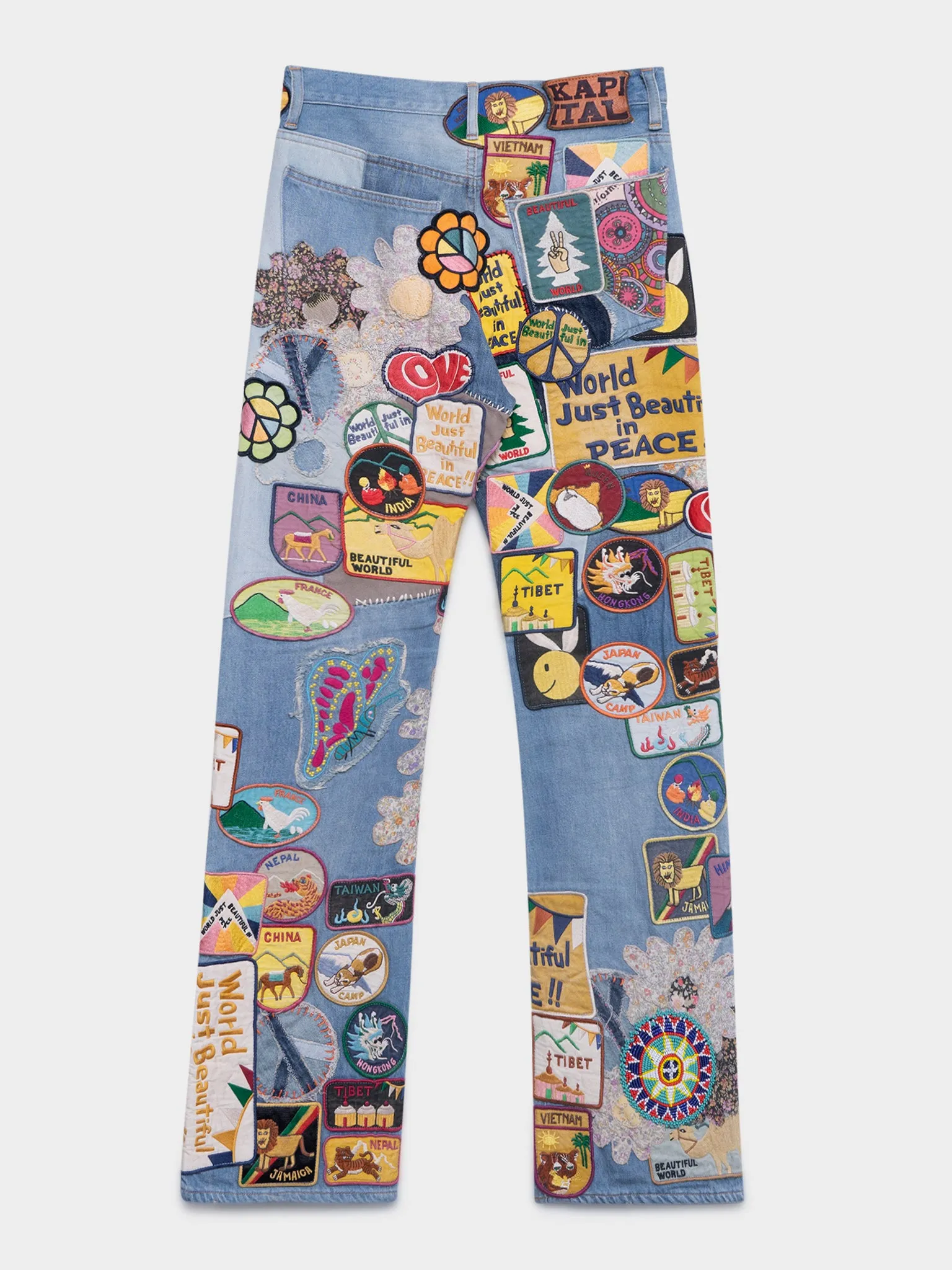 Peace Patch Appliquéd Flared Rat Jeans