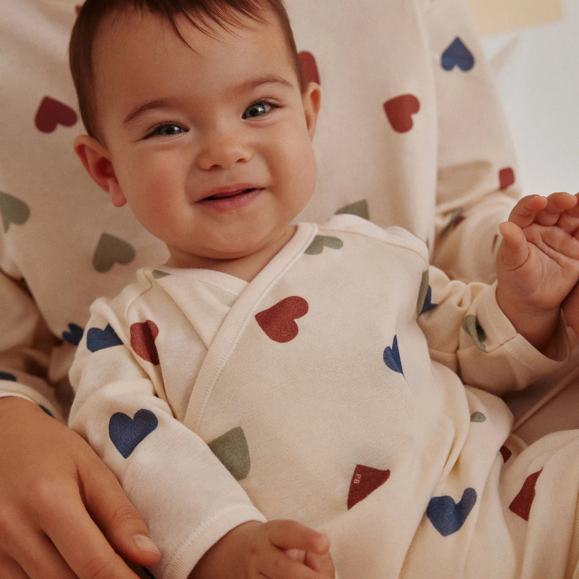 Petit Bateau Baby Beige Heart Pyjama