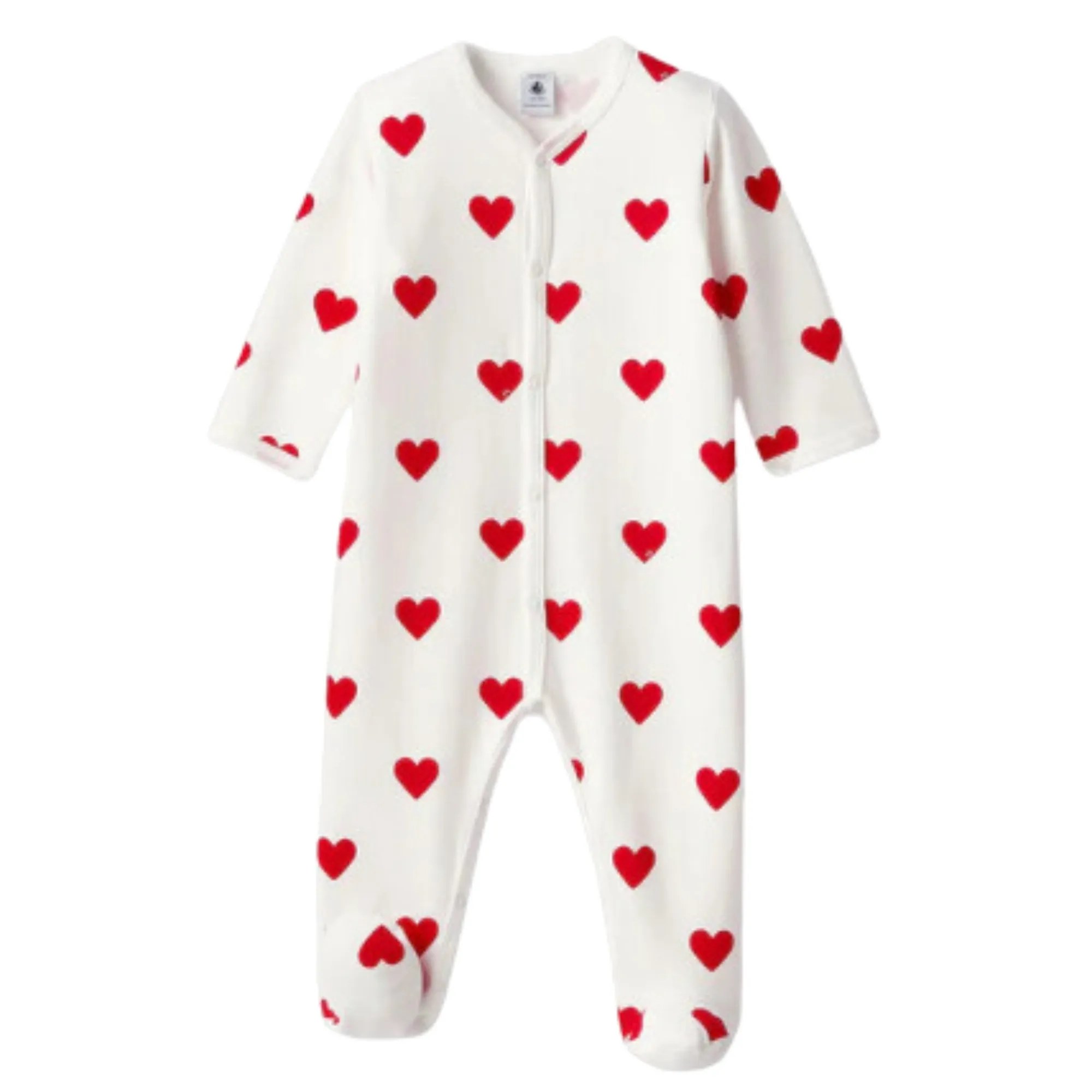 Petit Bateau Baby Girls White Hearts Pyjama