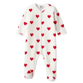 Petit Bateau Baby Girls White Hearts Pyjama