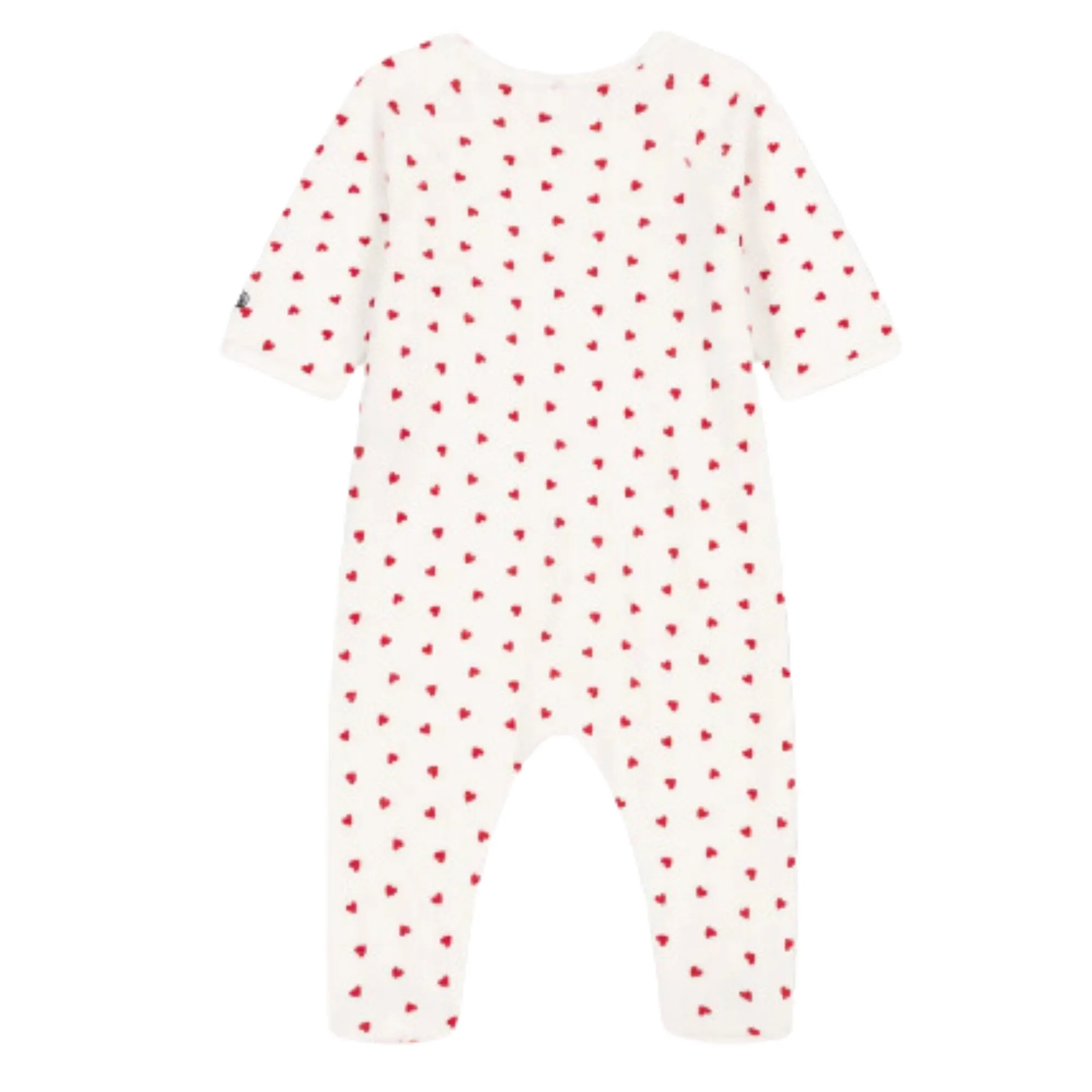 Petit Bateau Baby Girls White Velour Hearts Pyjama
