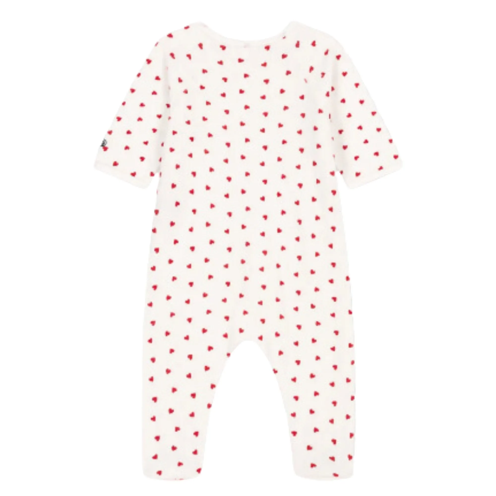 Petit Bateau Baby Girls White Velour Hearts Pyjama