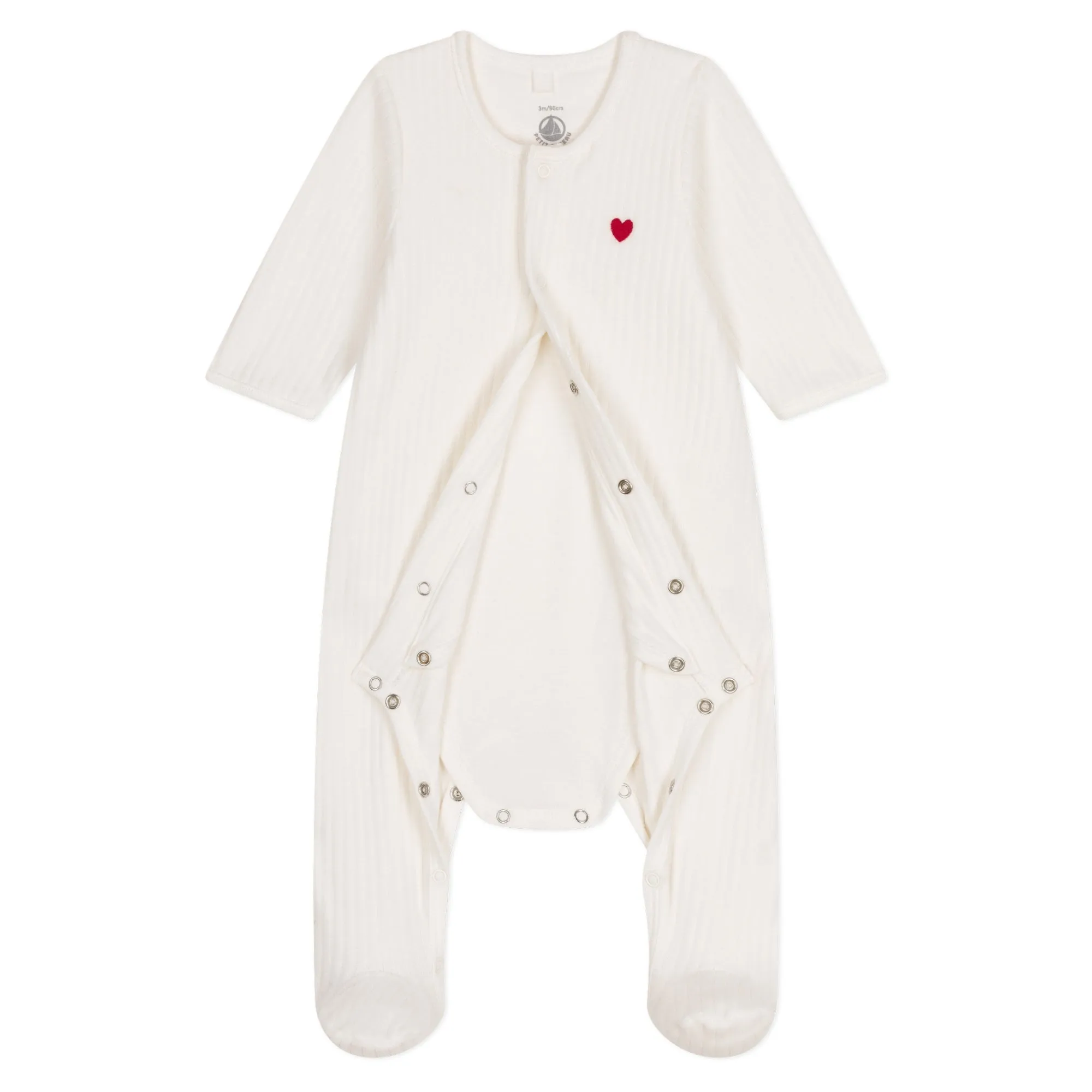Petit Bateau Baby White Velour Pyjama