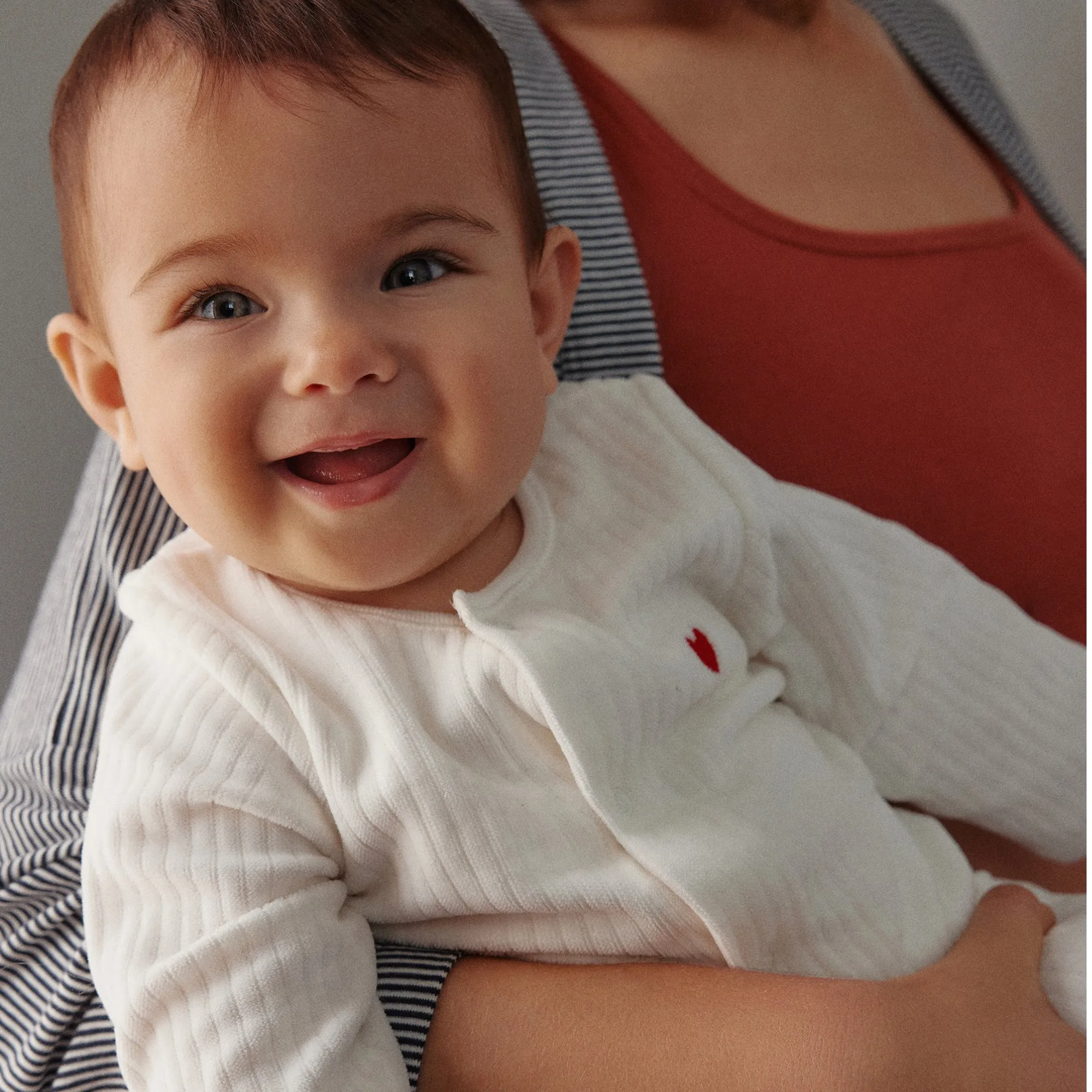 Petit Bateau Baby White Velour Pyjama