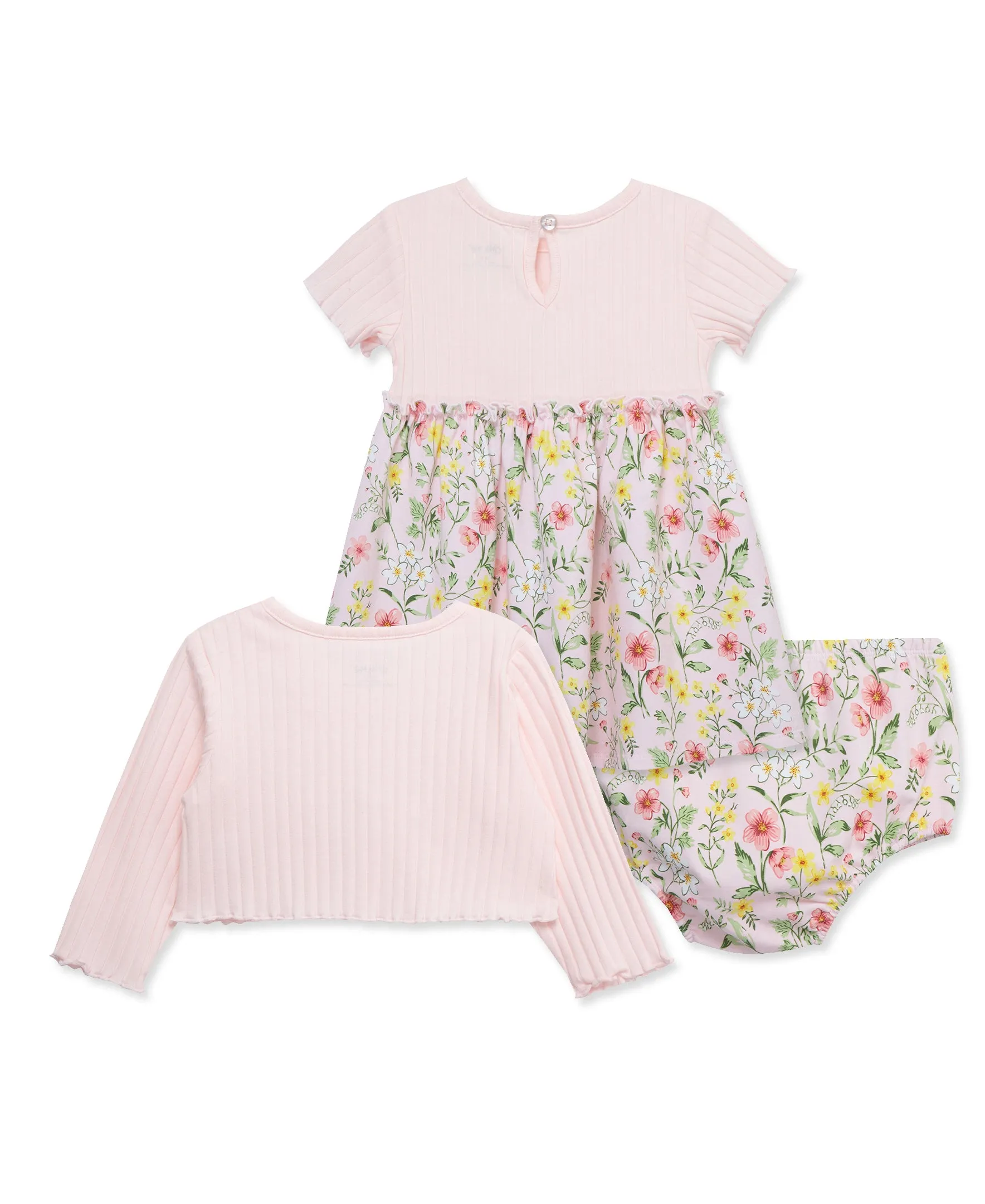 Pink Floral Knit Dress Set (12M-24M)