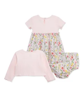 Pink Floral Knit Dress Set (12M-24M)