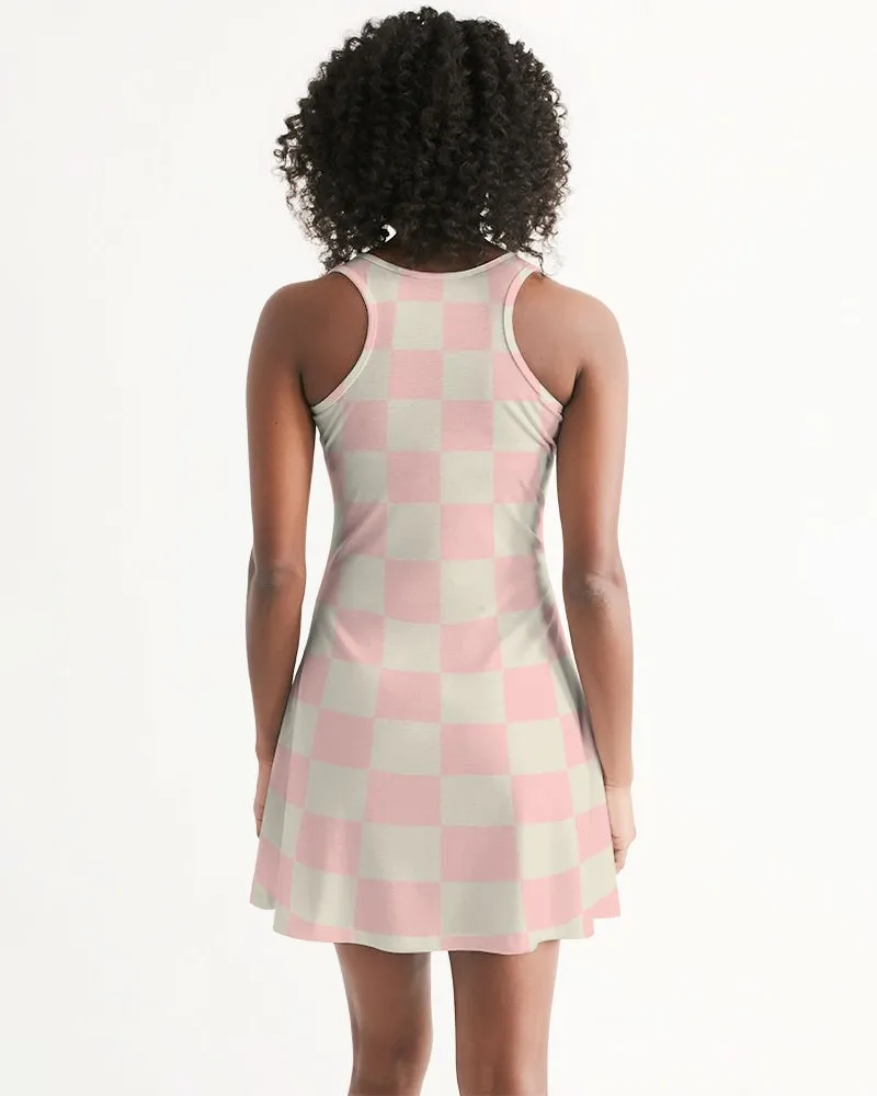 Pink Vanilla Check Women's Racerback Dress