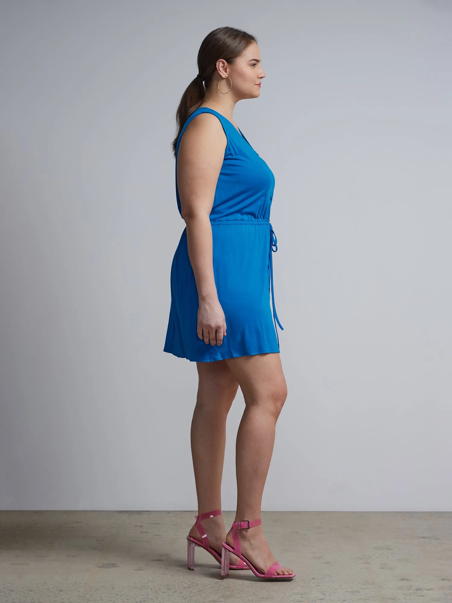 Plus Button Front Knit Shift Dress