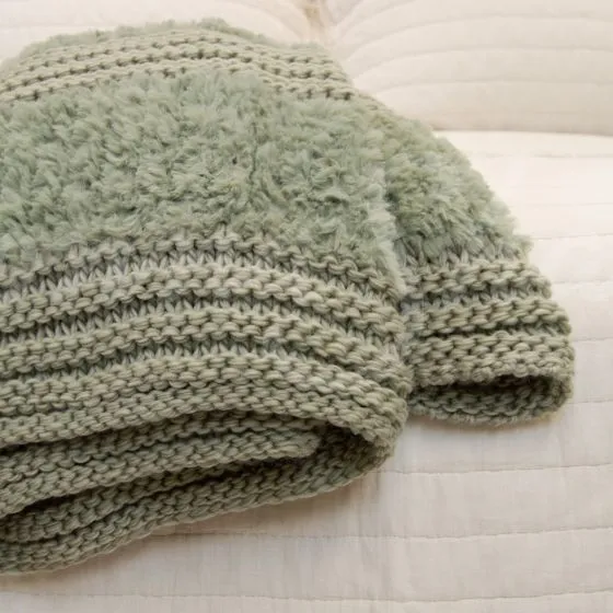 Plush Knit Throw ~ Sage