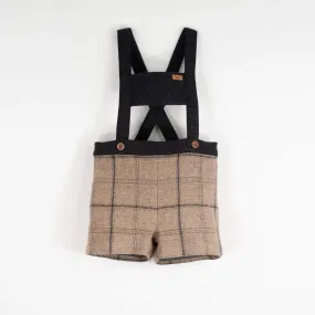 Popelin Beige Plaid Woollen Short Romper Suit (Mod 6.1)
