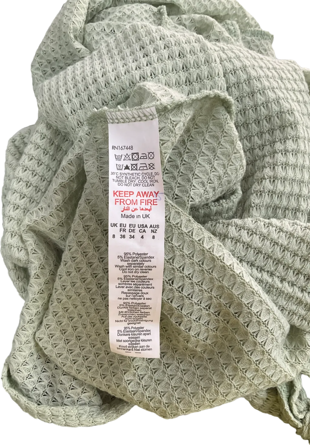 PrettyLittleThing Sage Green Rose Detail Halterneck Knit Midi Dress UK 6