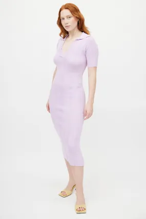 Purple Knit Ribbed Dress