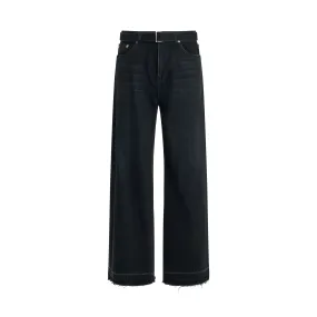 Raw Hem Denim Pants in Black