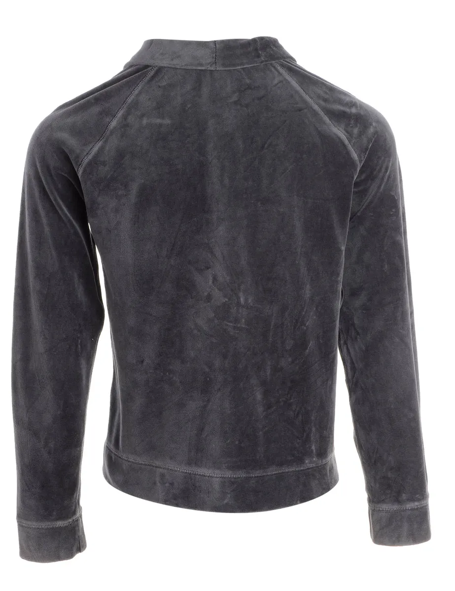 Reworked High Neck Velour Track Jacket - M