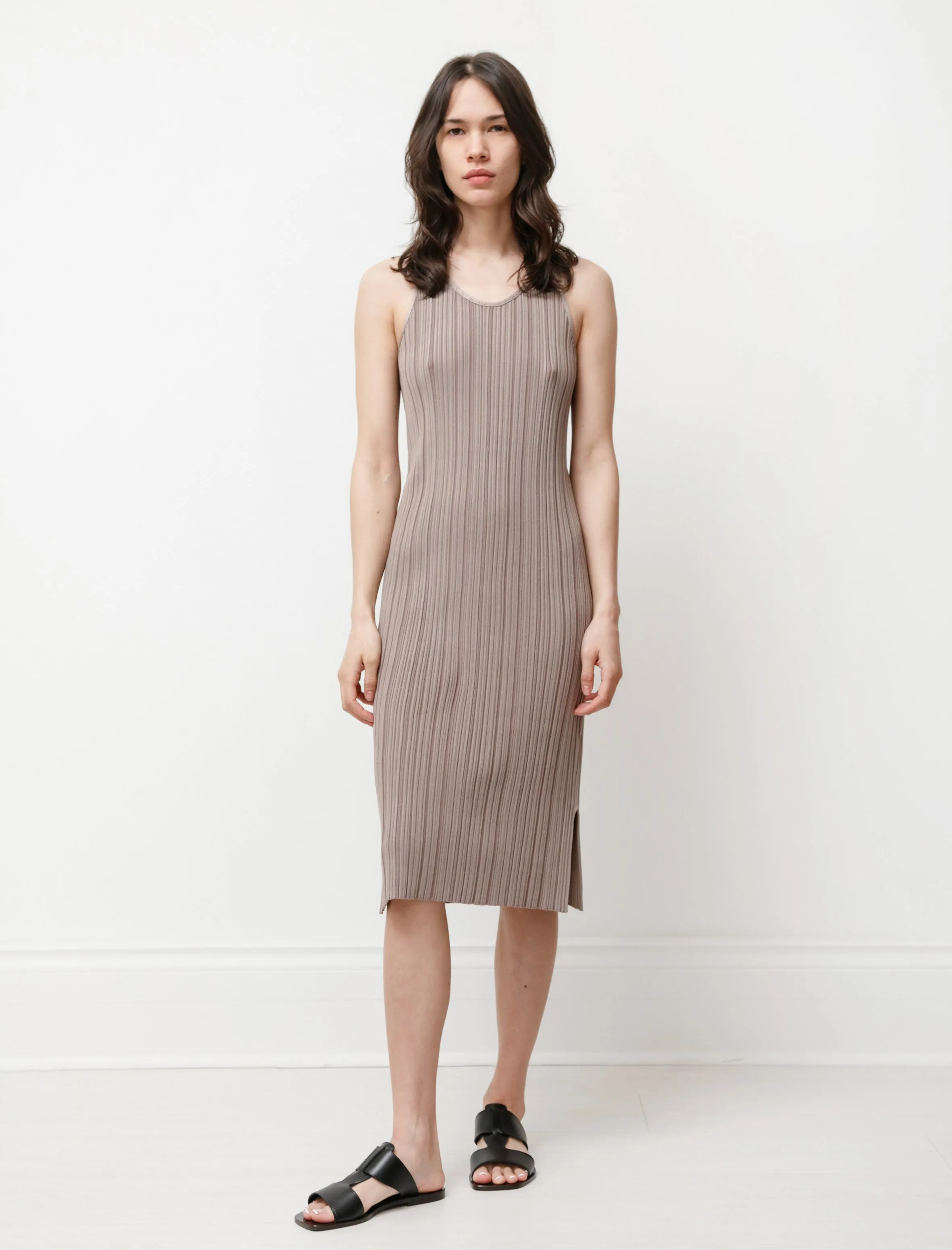 Rib Knit Dress Taupe