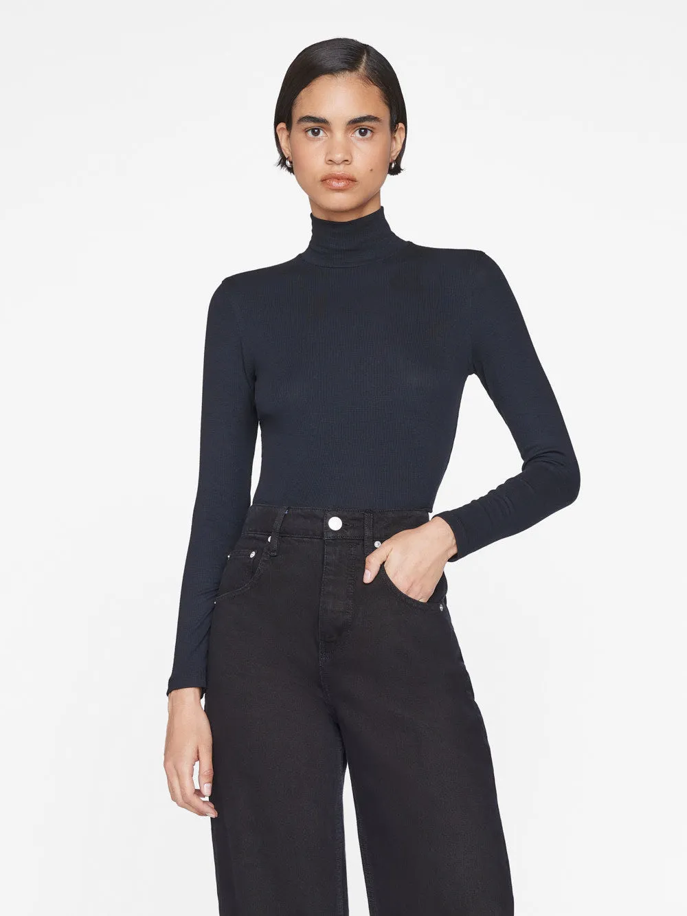 Rib Turtleneck -- Noir