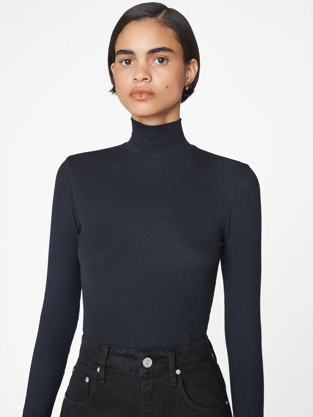 Rib Turtleneck -- Noir