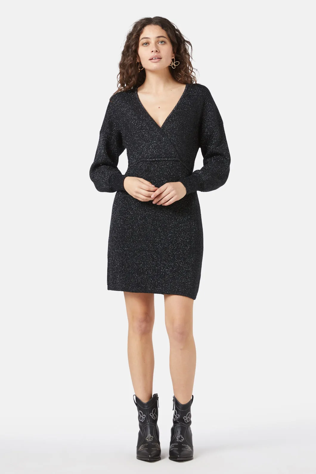 Ribbed Knit Wrap Dress