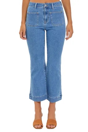 Risen Jeans - High Rise Front Patch Pocket Ankle Bootcut Jeans - RDP5563