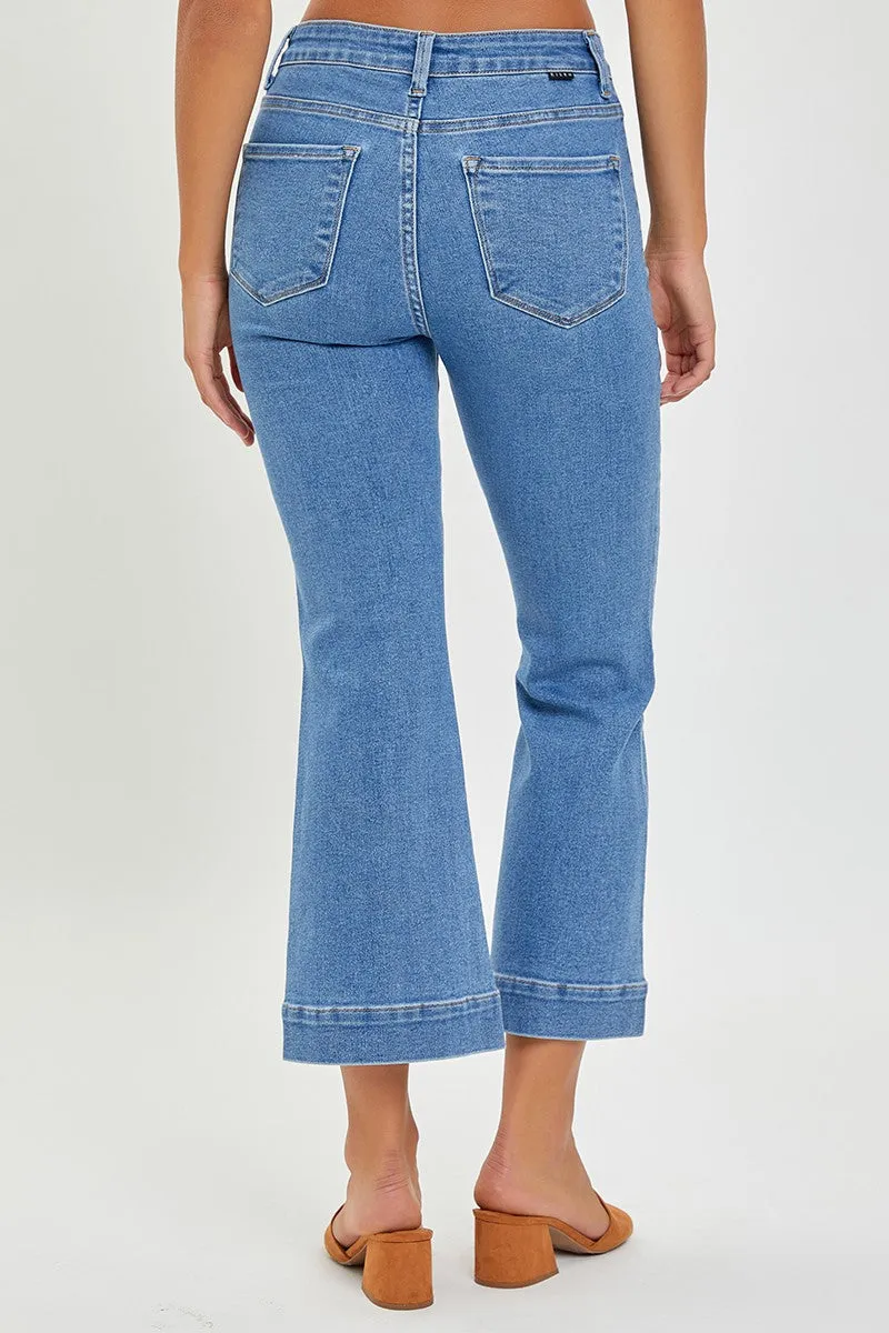 Risen Jeans - High Rise Front Patch Pocket Ankle Bootcut Jeans - RDP5563