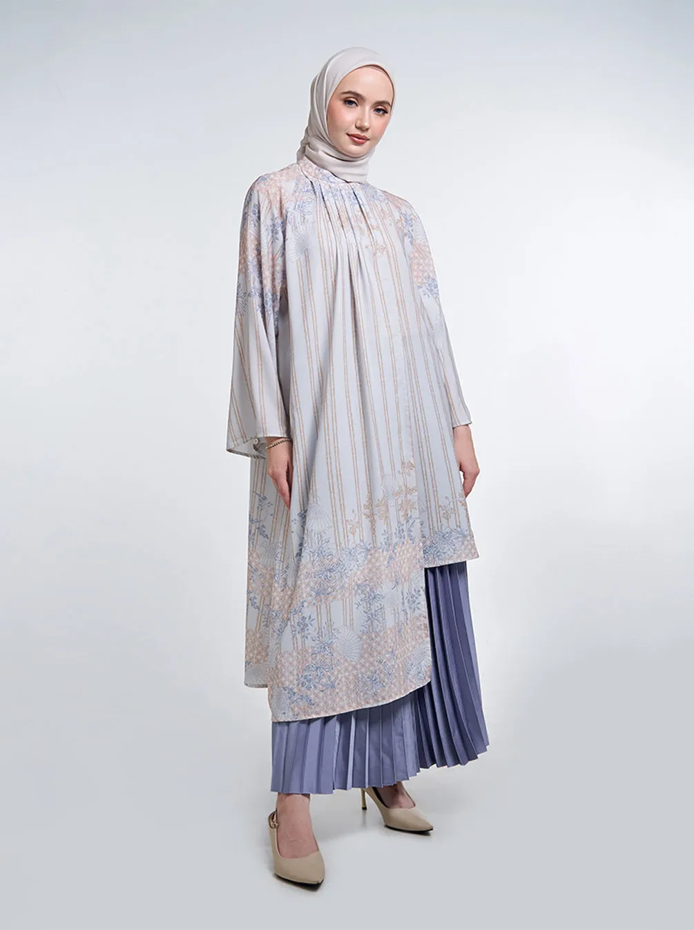 SARI LAYERED TUNIC ASH BLUE