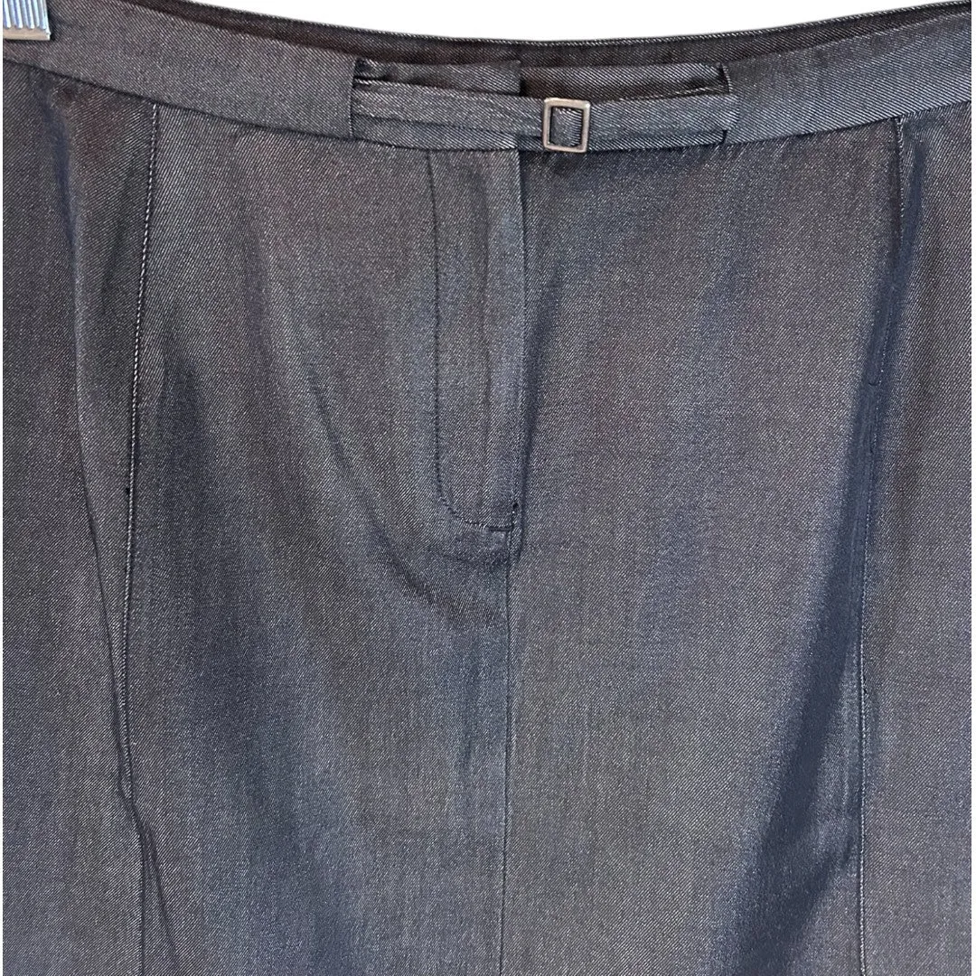 Silk Blend Pencil Skirt Professional Office Wear Gray