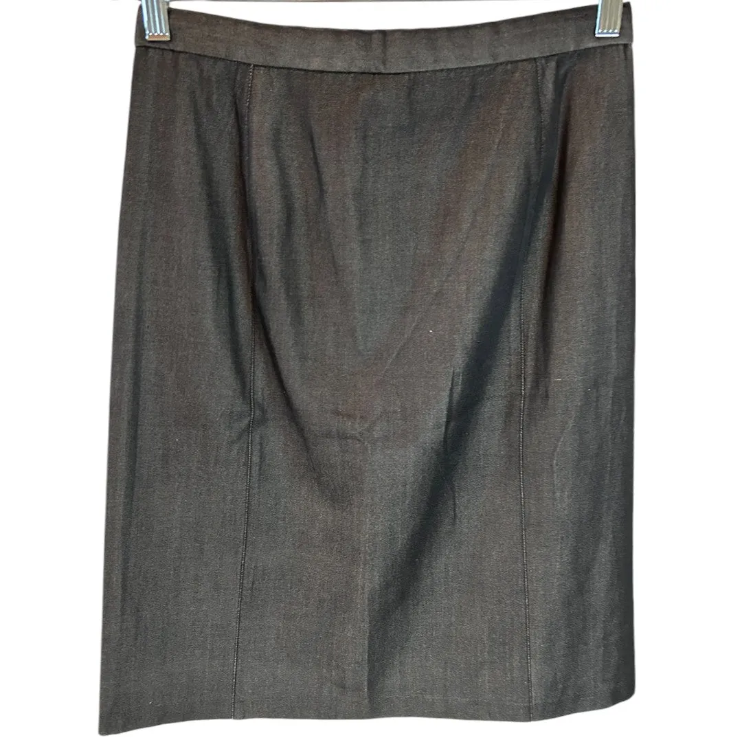 Silk Blend Pencil Skirt Professional Office Wear Gray