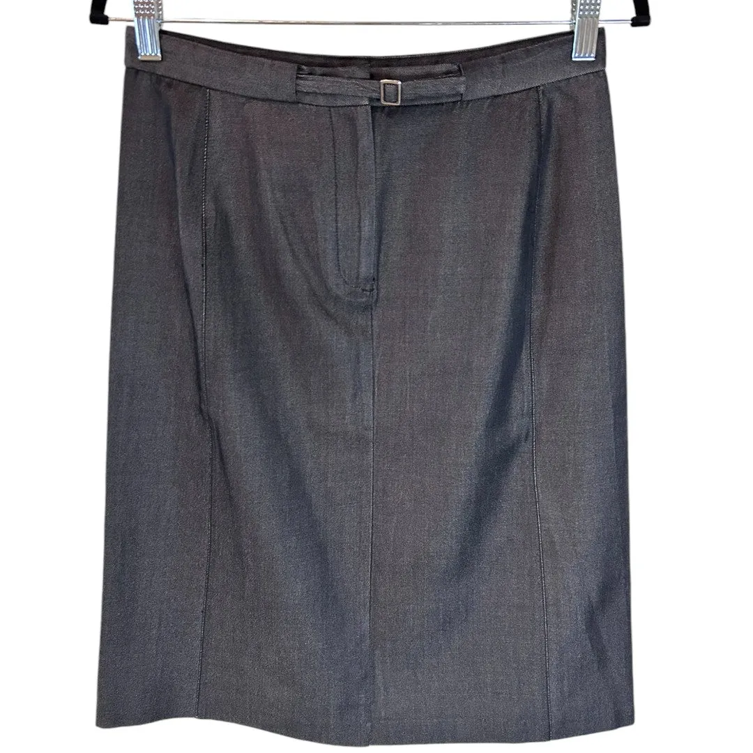 Silk Blend Pencil Skirt Professional Office Wear Gray