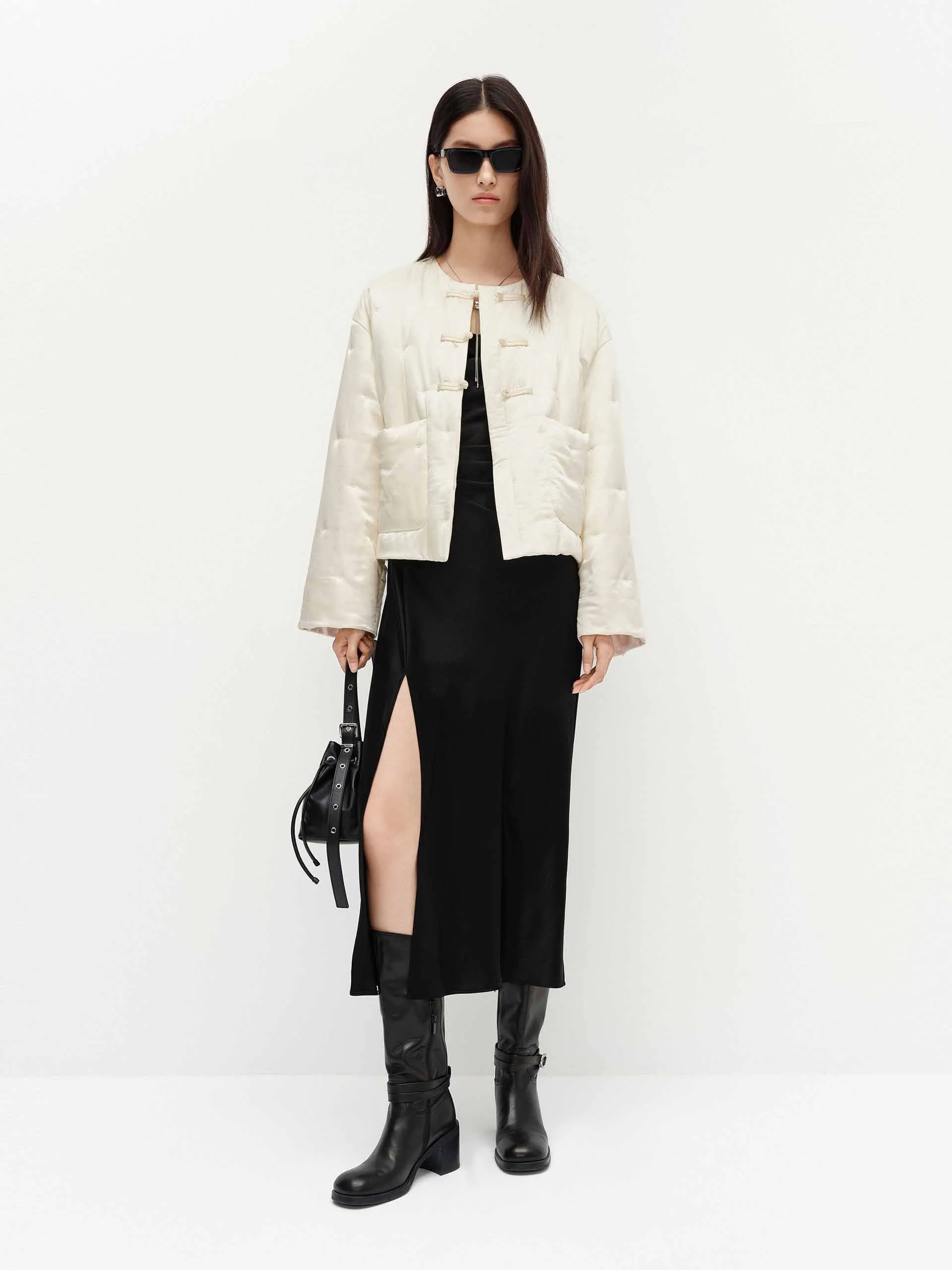 Silk Blend Quilted Coat