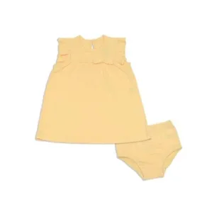 Silkberry Baby Organic Cotton Ruffle Sleeve Dress with Bloomer (Butter Pecan)